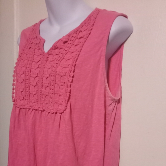 🛍️ BUNDLE ONLY 🛍️Talbots Pink Top with Crochet Accents - Picture 2 of 6